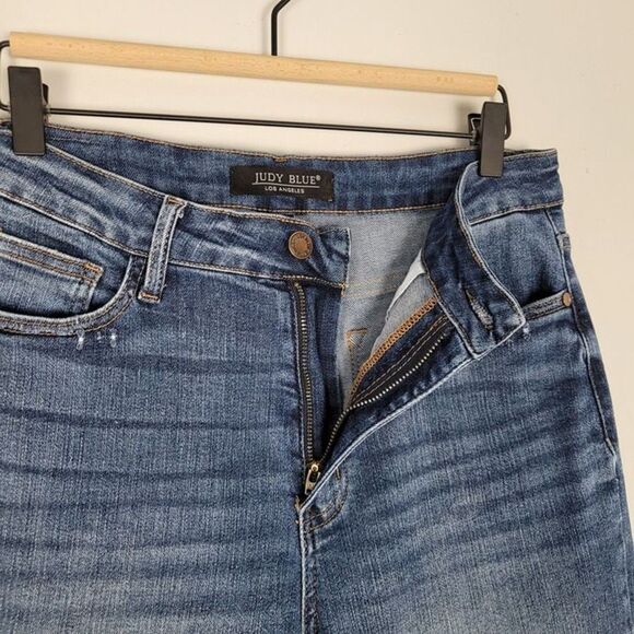 Judy Blue Size 29 Wide Leg High Rise Crop Jeans Stretch Denim Blue - Picture 8 of 12